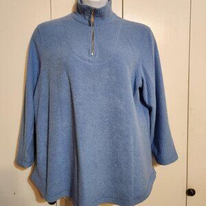 AVENUE Plus Size 18/20 Solid Blue 1/4 Zipper Pullover Fleece Sweater